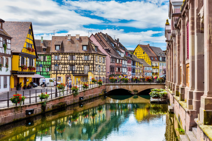 Colmar architecture and flower decoration