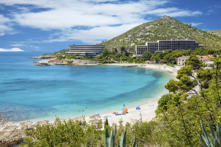 Beautiful turquoise beach in Mlini, Croatia