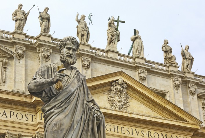Close up of Saint Peter statue in Basilica Rome Italy iStock_000030145856_Large