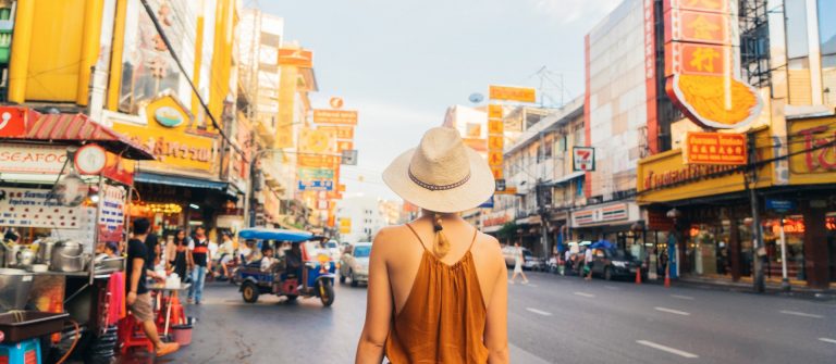 Woman walking in Chianatown
