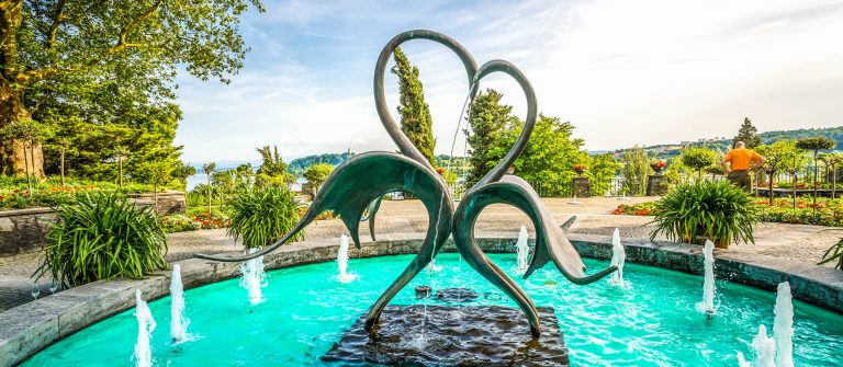 Springbrunnen auf der Insel Mainau im Bodensee.