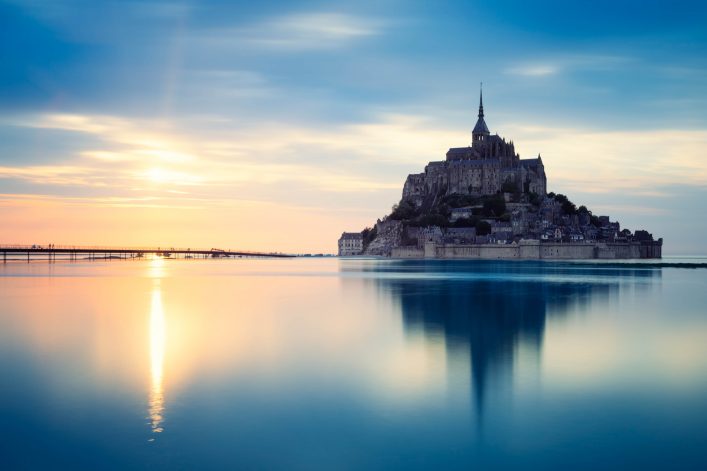 Mont-Saint-Michel at sunset, France, St.-Malo