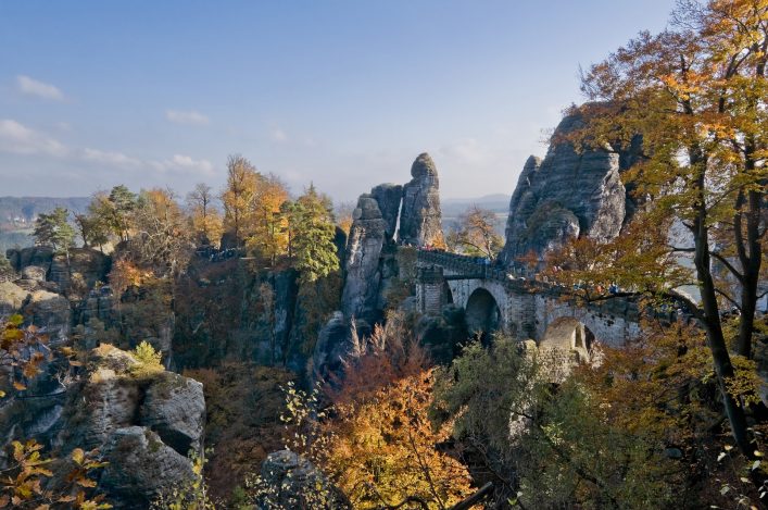 Der Indian Summer an der Bastei in der Sächsischen Schweiz