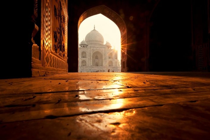Blick auf den Taj Mahal in Indien