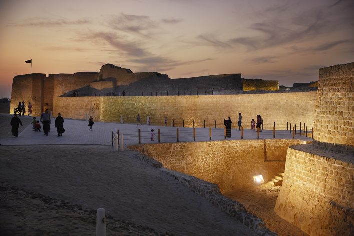 Fort von Bahrain bei Sonnenuntergang