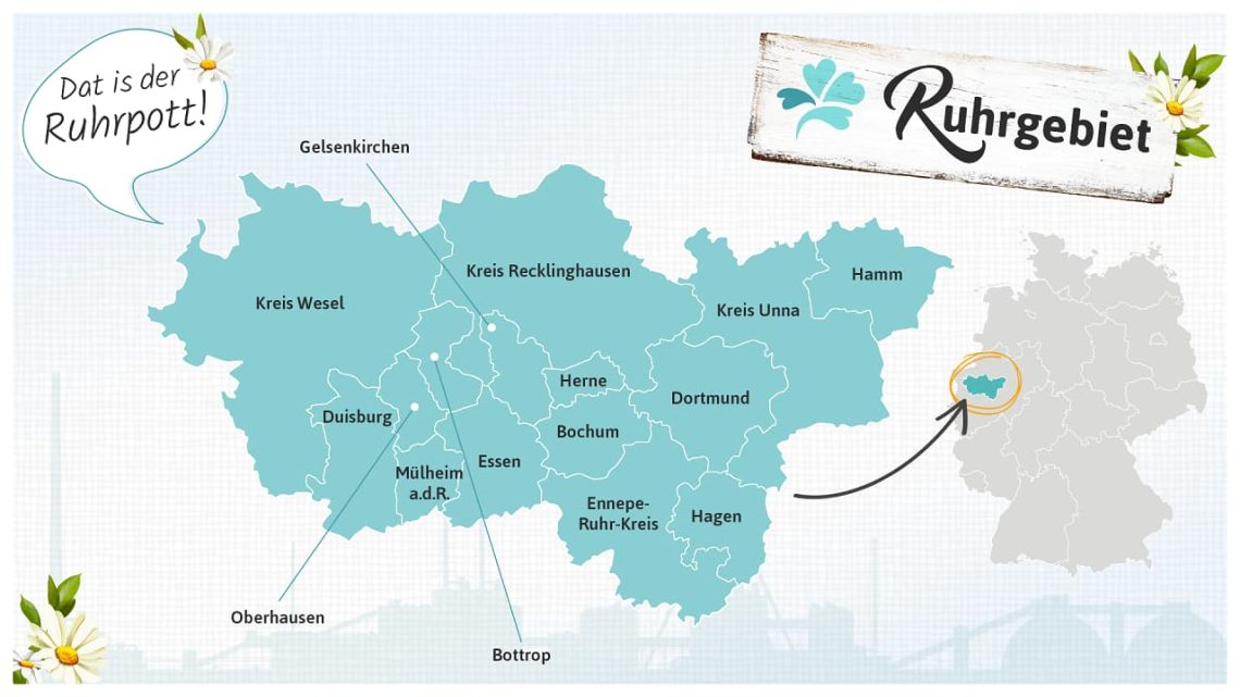 Karte der Städte im Ruhrgebiet
