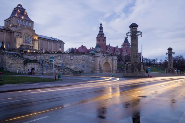 Nationalmuseum und Hakenterrasse in Stettin in Polen.
