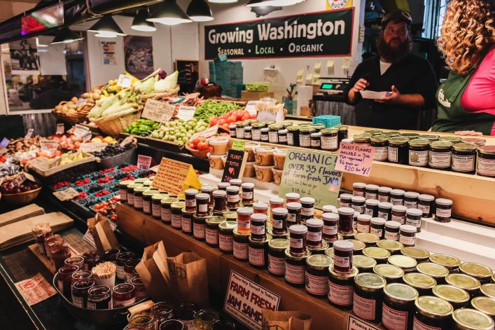 Firsche Produkte auf dem Markt in Seattle