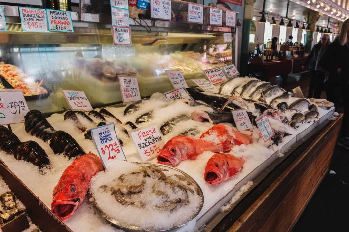 Firsche Produkte auf dem Markt in Seattle