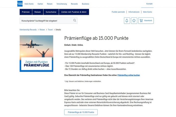 Praemienfluege bei AMEX