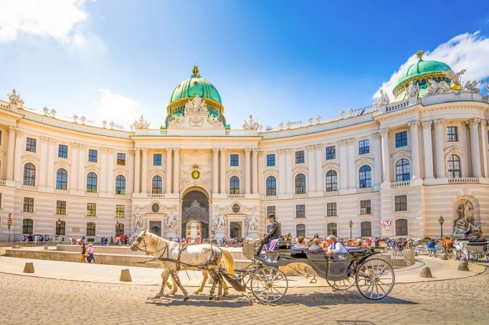 Alte Hofburg und Kutsche in Wien